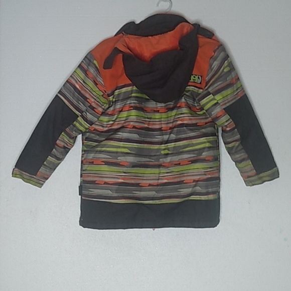 MONSTER Boys Winter Coat size 10 black, orange, and yellow stripes - Picture 11 of 15